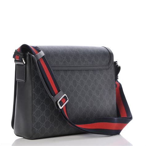 Medium GG messenger bag in grey and black GG leather